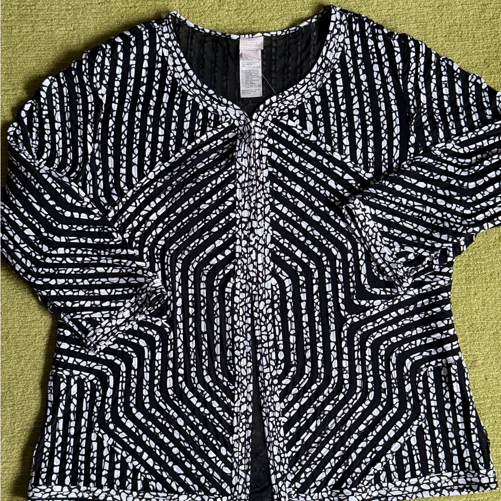 Chico's Black and White Patterned Cardigan